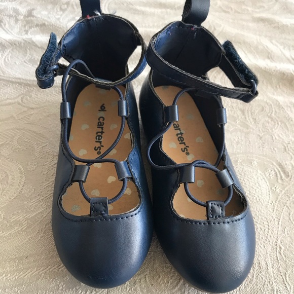 EUC Carter’s navy faux leather ballet shoes - Picture 1 of 5